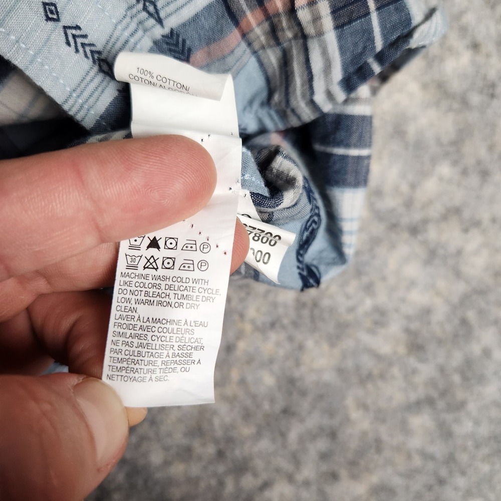 Lucky Brand Pearl Snap Western Shirt Men S Blue Scotch Plaid Short Sleeve Button - Picture 8 of 9